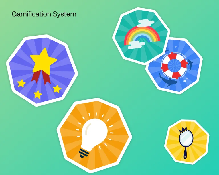 Gameification Badges der #Ausgeglichen Mobile App des Blauen Kreuz Bern Solothurn Freiburg