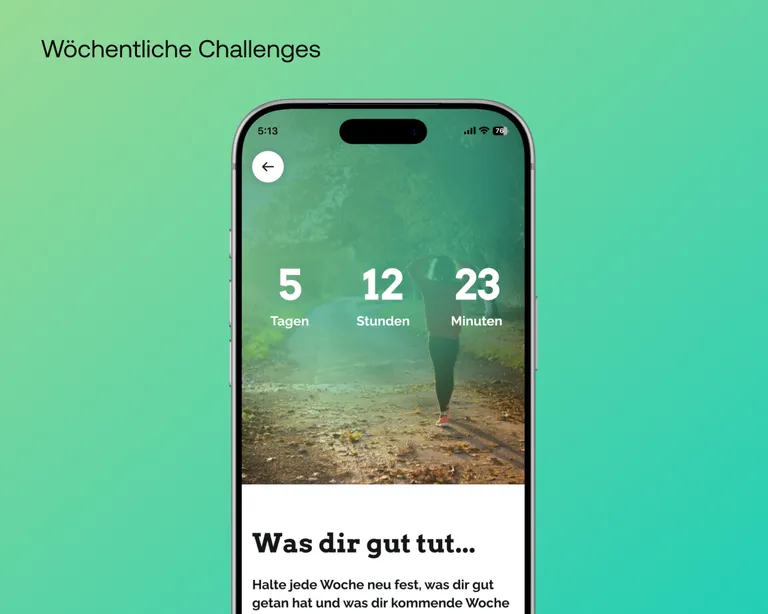 Wöchentlicher Challenge Countdown der #Ausgeglichen Mobile App des Blauen Kreuz Bern Solothurn Freiburg