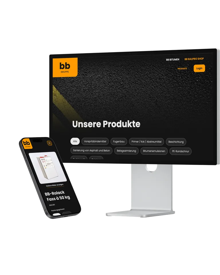 Produktübersicht und Produktdetailseite im BB Bitumen Online-Shop Produktübersicht und Produktdetailseite im BB Bitumen Online-Shop