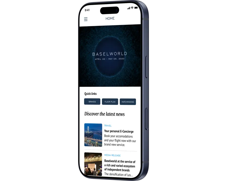Startansicht der Baselworld Mobile App