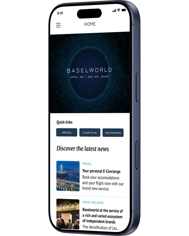 Startansicht der Baselworld Mobile App
