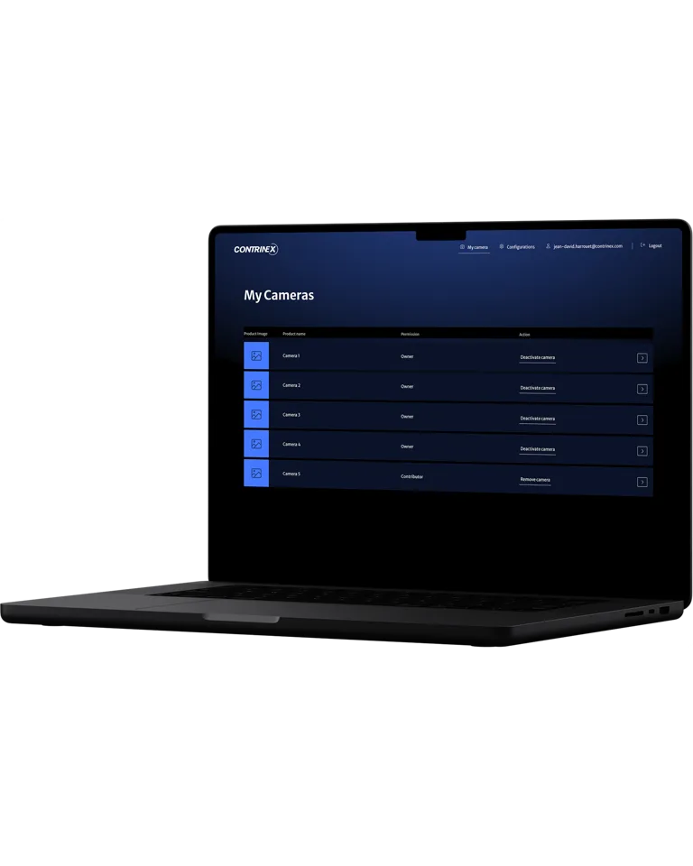 Kameraübersicht der Contrinex Webapplikation