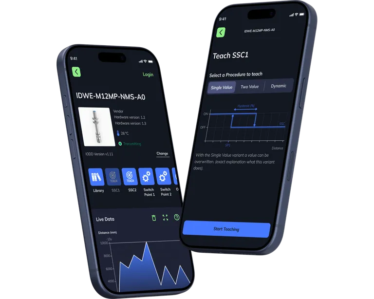 Kamera Detail und Konfigurationsansicht der Contrinex PocketCodr Mobile App
