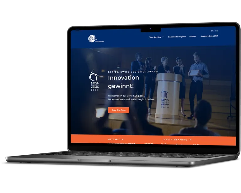 Startseite der GS1 Switzerland Website und Webapplikation