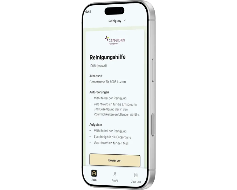 Jobdetailansicht der Jobic Mobile App