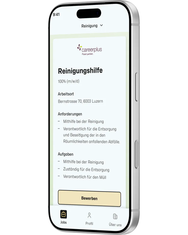 Jobdetailansicht der Jobic Mobile App