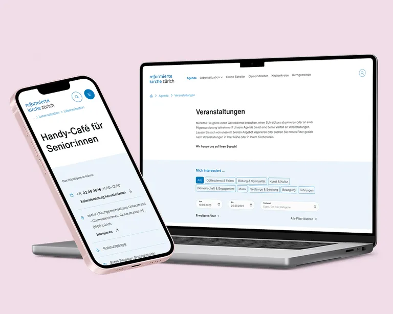 Veranstaltungsübersicht und Newsdetailseite der Reformierten Kirche Zürich
