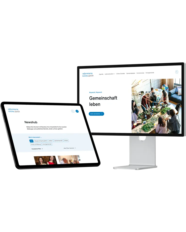 Startseite und Newshub der Reformierten Kirche Zürich Website
