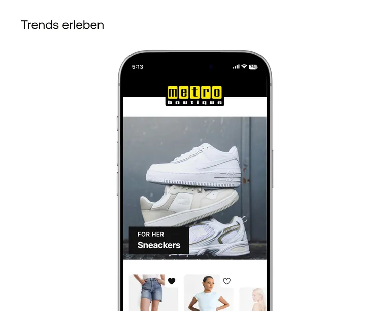 Trendübersicht in der Metro Boutique Mobile App Trendübersicht in der Metro Boutique Mobile App