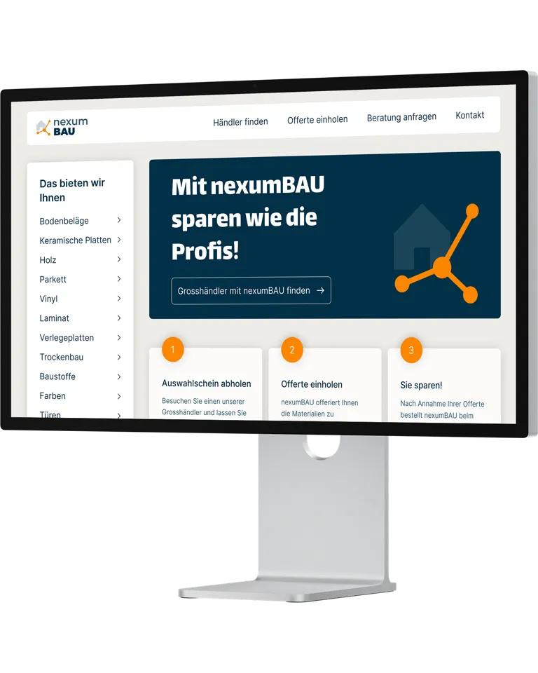 Startseite der nexumBau Webapplikation
