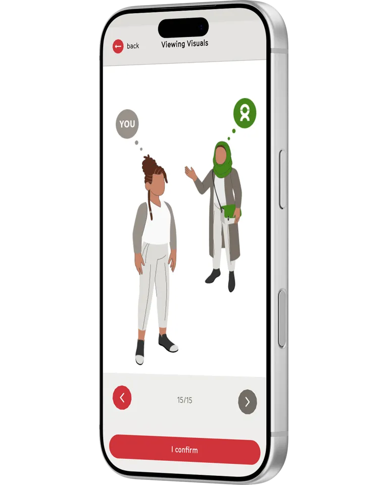 Illustrationsbibliothek fürs Onboarding einer Mobile App von Oxfam