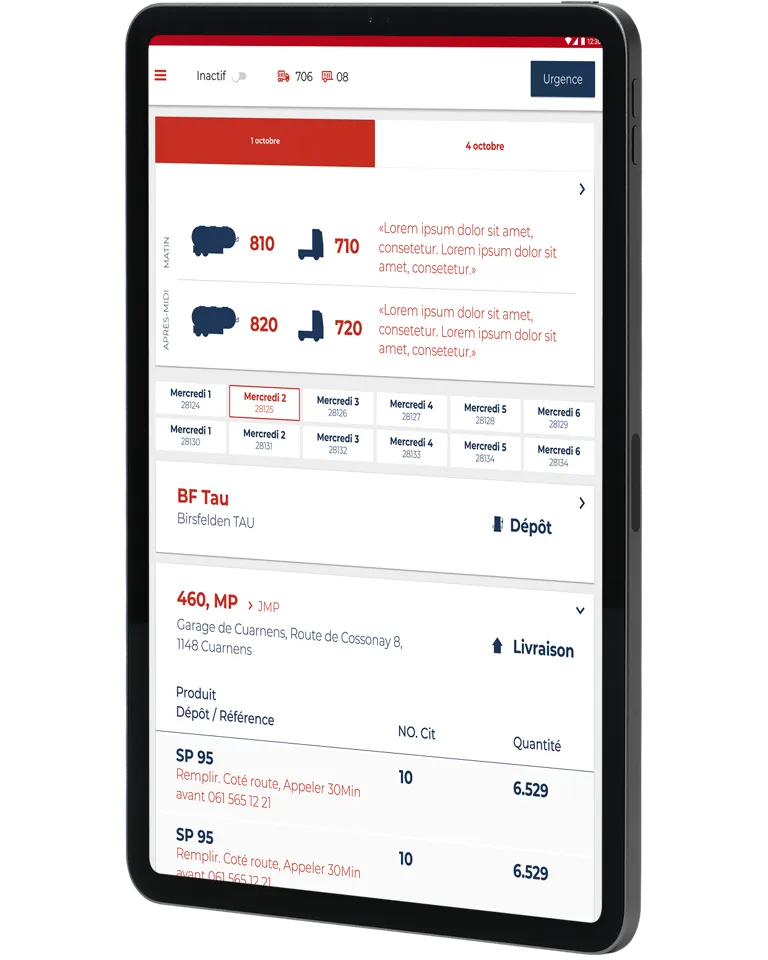 Planungsübersicht der RWSA Mobile App