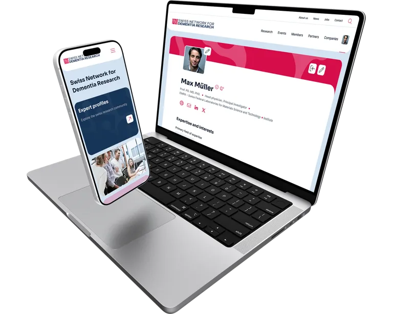 Startseite und Expertenprofil der Swiss Dementia Network Website Startseite und Expertenprofil der Swiss Dementia Network Website