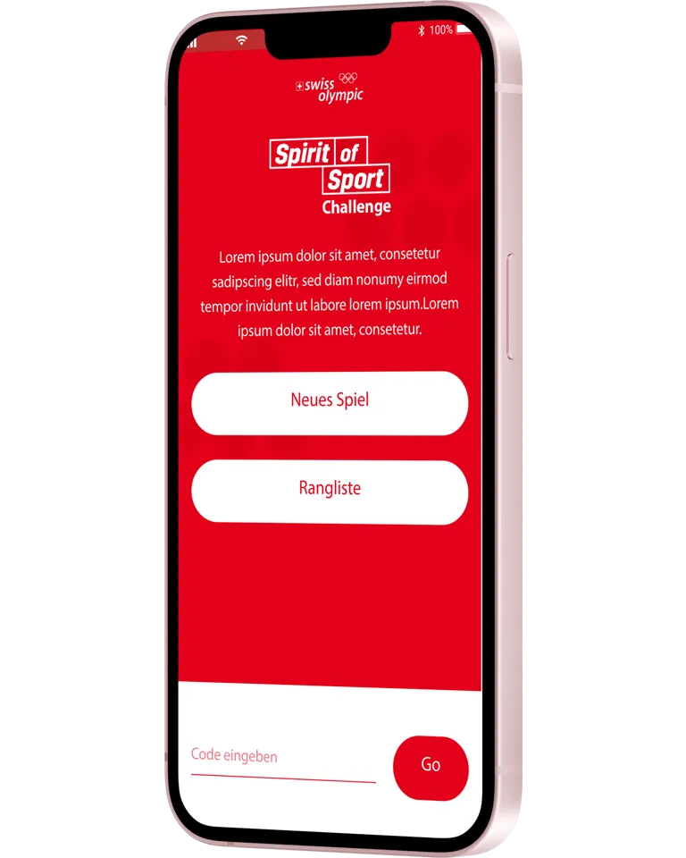 Startseite der Spirit of Sport Challenge Mobile App Startseite der Spirit of Sport Challenge Mobile App