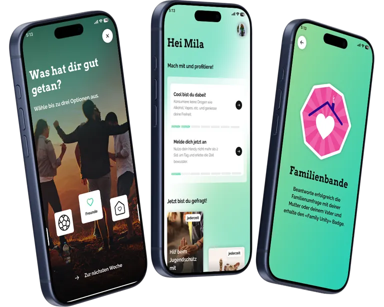 Wöchentliche Challenge, Dashboard und Gamification Detailansicht der #Ausgeglichen Mobile App des Blauen Kreuz Bern Solothurn Freiburg Wöchentliche Challenge, Dashboard und Gamification Detailansicht der #Ausgeglichen Mobile App des Blauen Kreuz Bern Solothurn Freiburg