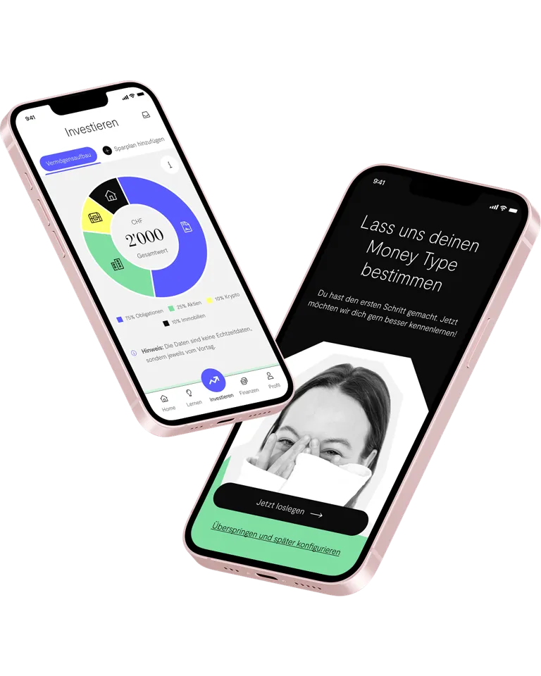 Investmentdashboard und Moneytype Testresultat der ellexx Mobile App Investmentdashboard und Moneytype Testresultat der ellexx Mobile App