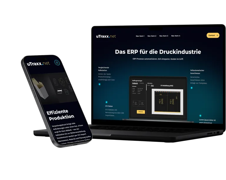 Start- und Unterseite der uTraxx Website Start- und Unterseite der uTraxx Website