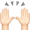 Zwei erhobene Hände feiern einen Erfolg oder drücken Freude aus. Zwei erhobene Hände mit hellem Hautton, darüber steht das Wort "Hochachtung" in grauen Buchstaben.